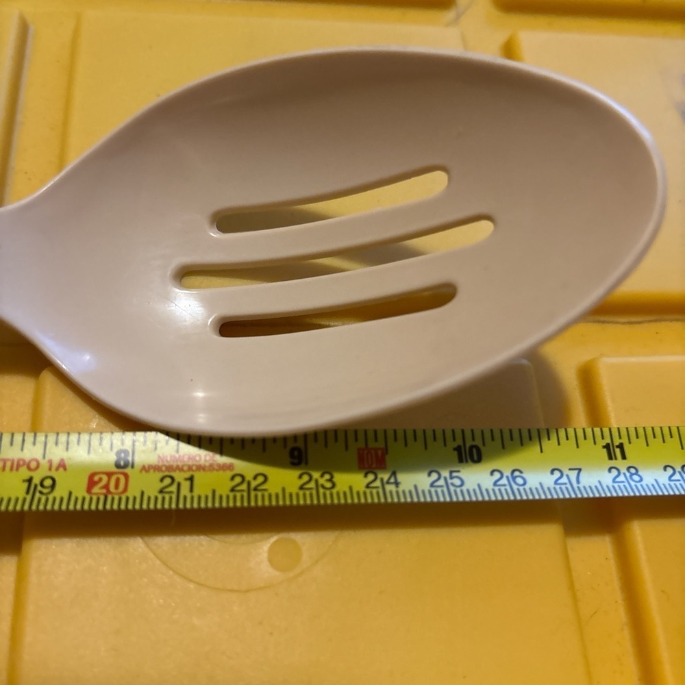 Vintage Almond Ekco Slotted Serving Spoon 11" Tan Made in USA-Slightly Used - Picture 5 of 5